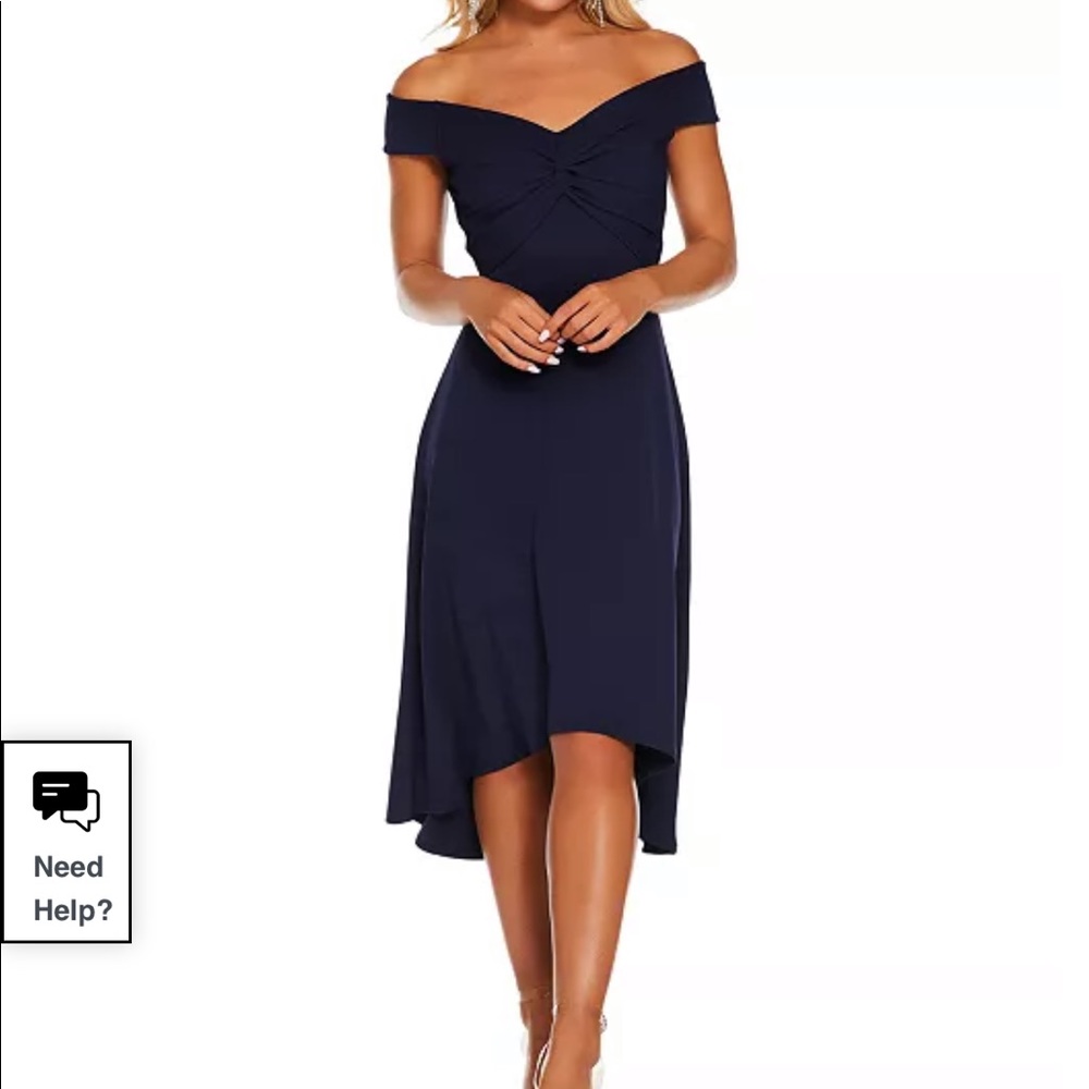 Blue off shoulder dress